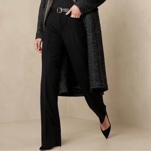 BANANA REPUBLIC Siena Straight Wool Pant, Black, Size 6